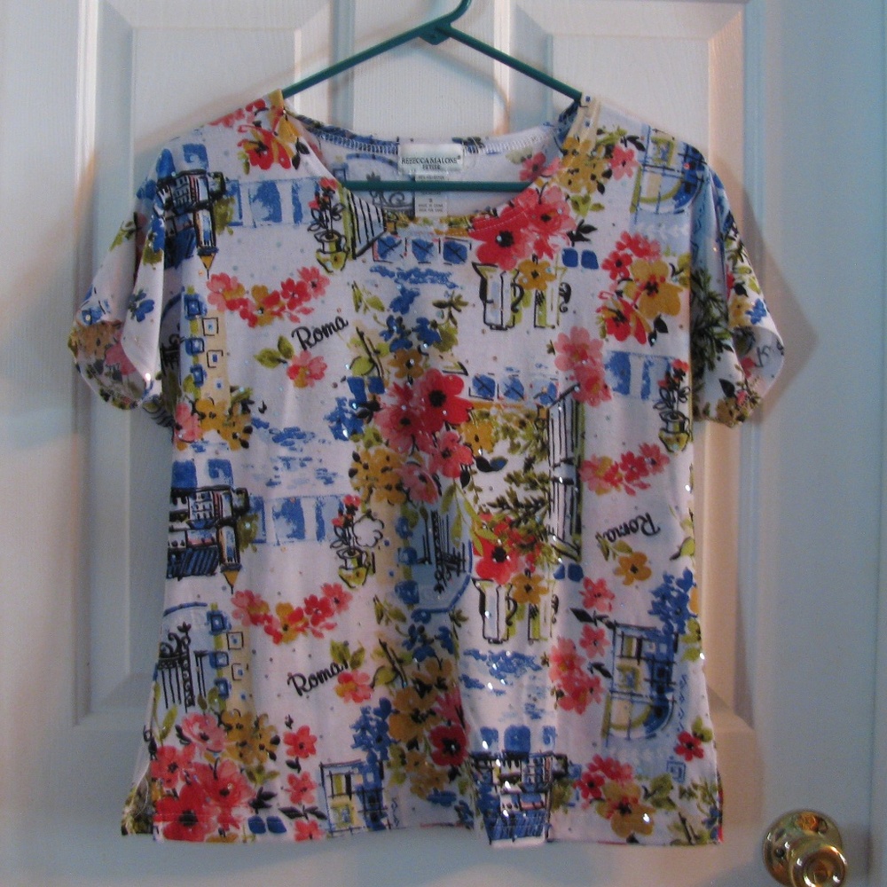 Rebecca Malone Petite Small Print Knit Top